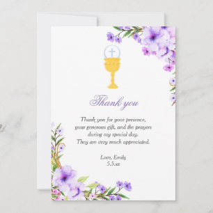 First Holy Communion Thank You Card Floral