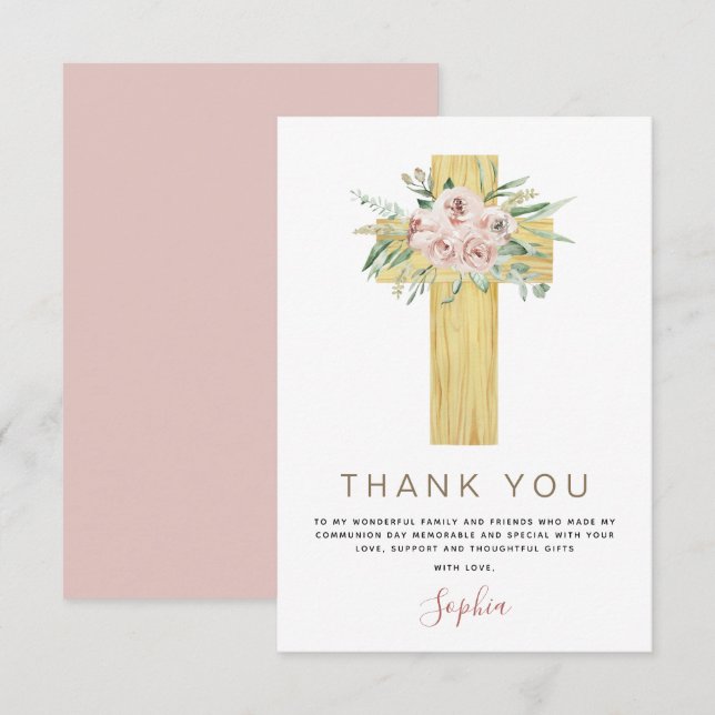 First Holy Communion Thank You Dusty Pink (Front/Back)