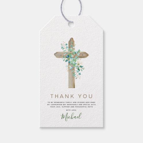 First Holy Communion Thank You Eucalyptus Green Gift Tags