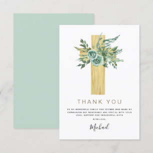 First Holy Communion Thank You Eucalyptus Invitati Card