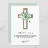 First Holy Communion Thank You Greenery Sage Invitation
