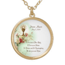 First Holy Communion Traditional Catholic Floral Gold Plated Necklace