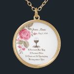 First Holy Communion Traditional Catholic Floral Gold Plated Necklace<br><div class="desc">This is a beautiful traditional Catholic vintage image of the Sacred Host (Communion) above the chalice with spring flowers. Text and fonts may be modified. We also offer matching Communion invitations, cards, favors, stickers, etc., with this design. Visit the Shower of Roses Shoppe on Zazzle and browse our large First...</div>