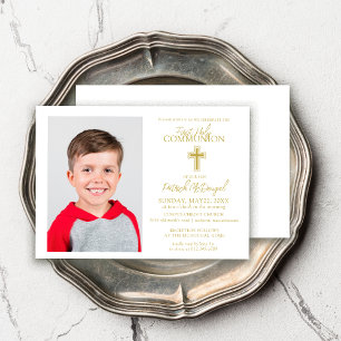 First Holy Communion Traditional Photo Boy Invitation