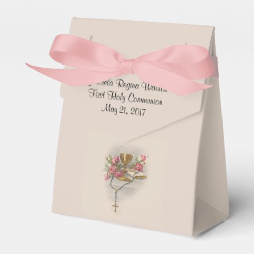 First Holy Communion Traditional Rosary Roses Favor Boxes