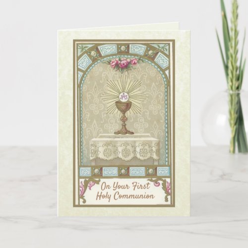 First Holy Communion Vintage Eucharist Altar Card