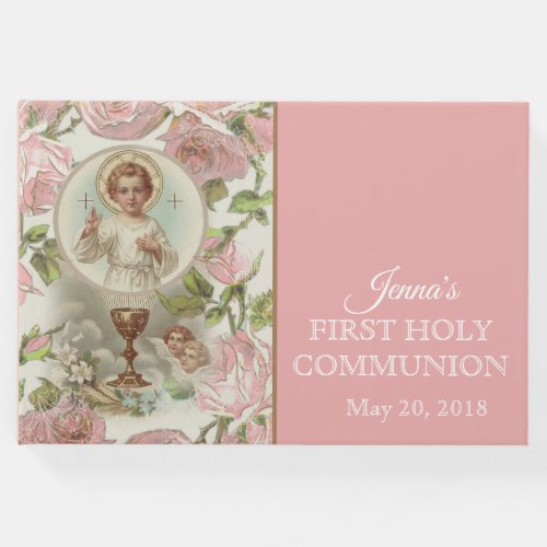 First Holy Communion Vintage Religious Jesus Guest Book