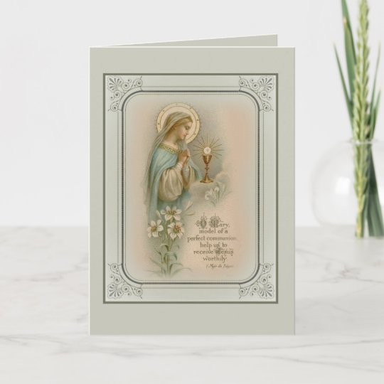 First Holy Communion Virgin Mary Eucharist Card | Zazzle.com