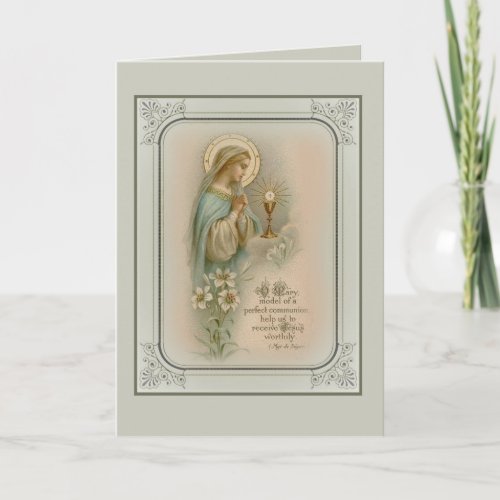 First Holy Communion Virgin Mary Eucharist Card