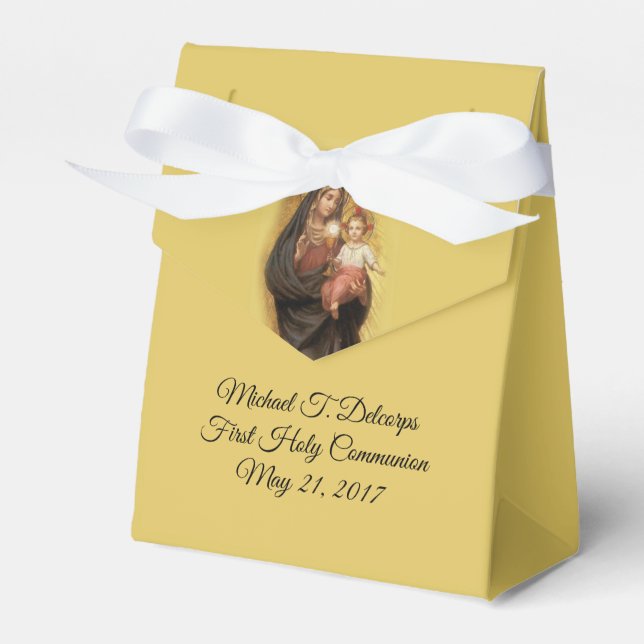 First Holy Communion Virgin Mary Eucharist Favor Boxes (Front Side)