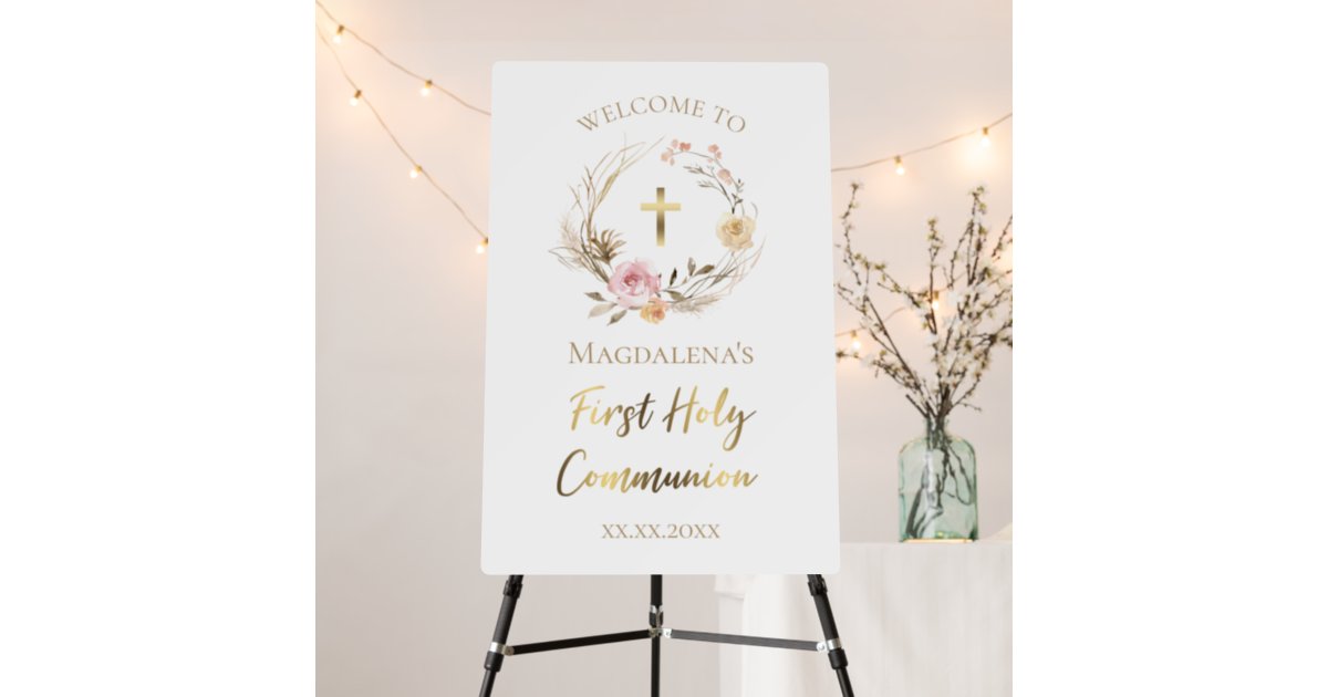 First Communion welcome sign – PandaInvitiSocial