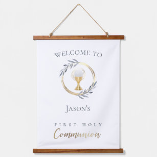 First Holy Communion welcome sign Hanging Tapestry
