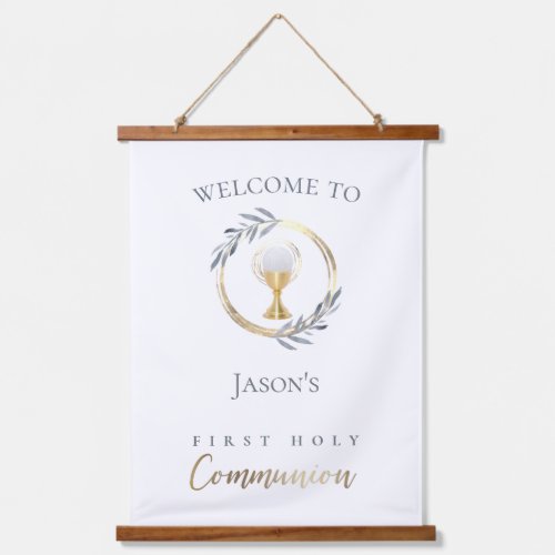First Holy Communion welcome sign Hanging Tapestry