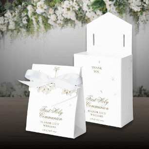 First Holy Communion White Blossom Floral Favor Boxes