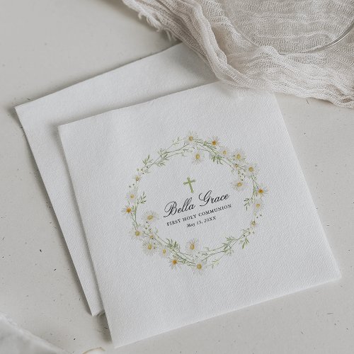 First Holy Communion White Daisy Floral Custom