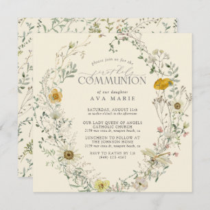 First Holy Communion Wildflower Summer Fall Invitation