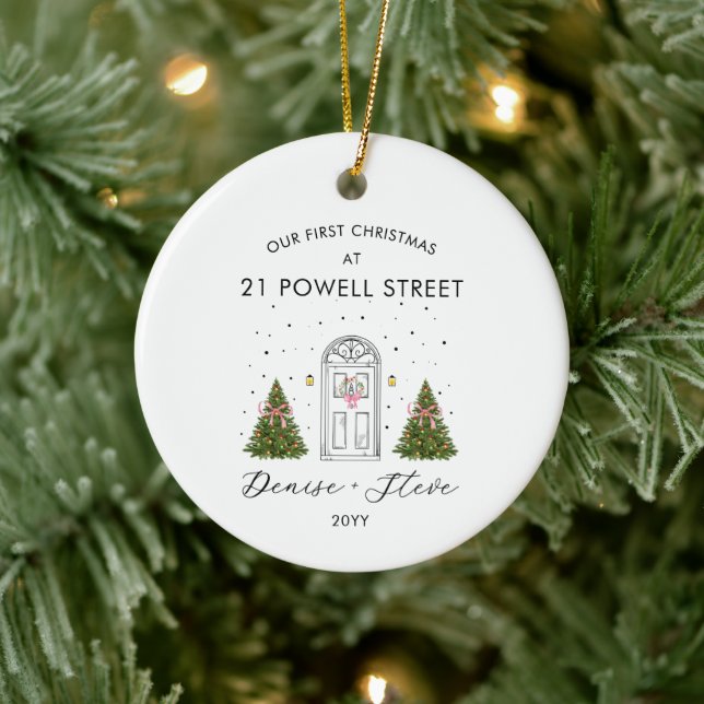 First Home Address Christmas Keepsake Ceramic Ornament (Tree)
