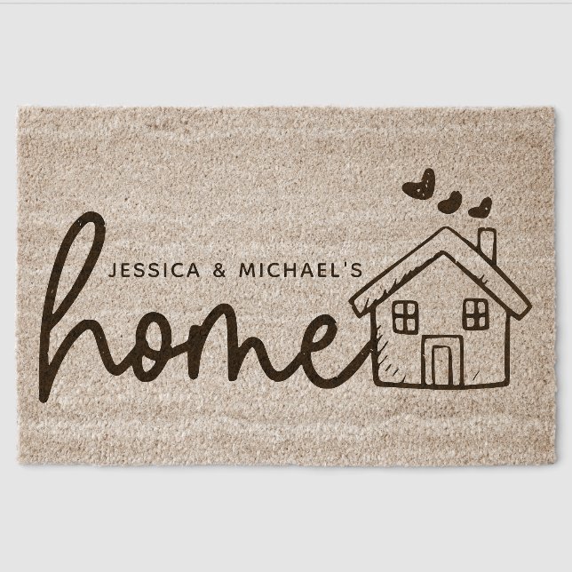 First Home Couple's House Warming Gift Coir Fiber Doormat (Front)