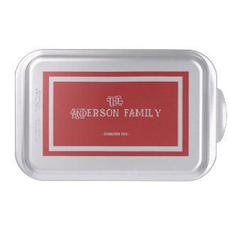 First Home Housewarming Typography Year Red White  Cake Pan