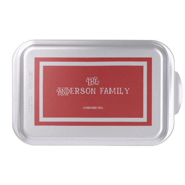 First Home Housewarming Typography Year Red White  Cake Pan (Front)