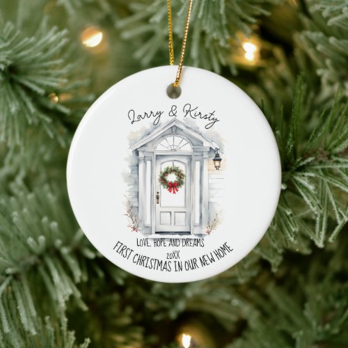 First Home names editable messages Christmas Ornam Ceramic Ornament