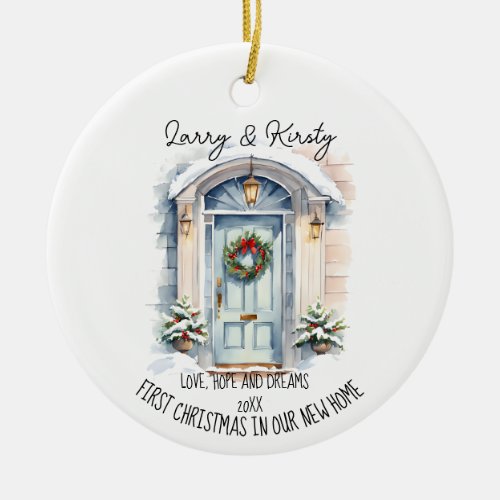 First Home names editable messages Christmas Ornam Ceramic Ornament