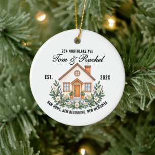 First Home New House New Beginning Floral Design C Ceramic Ornament