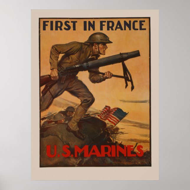 First In France - U.S. Marines Poster (Front)