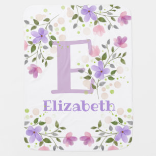 First Initial & Name Elizabeth. Newborn Baby Blanket