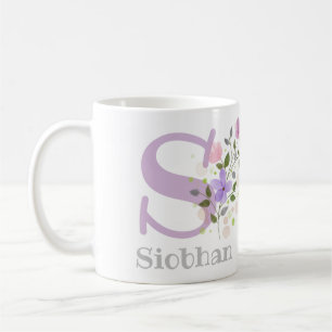 First Initial Plus first Name with Flowers Coffee Mug