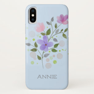First Initial Plus Name Annie with Flowers iPhone X Case