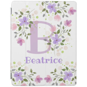 First Initial Plus Name Beatrice with Flowers iPad Smart Cover