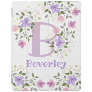 First Initial Plus Name Beverley with Flowers iPad Smart Cover