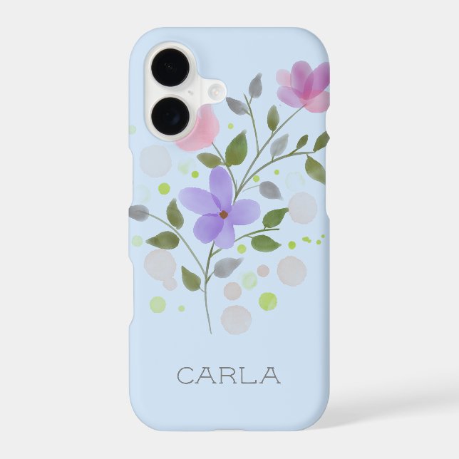 First Initial Plus Name Carla with Flowers Iphone Case (Back)