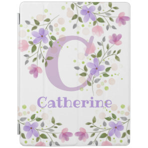 First Initial Plus Name Catherine with Flowers iPad Smart Cover