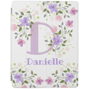 First Initial Plus Name Danielle with Flowers iPad Smart Cover