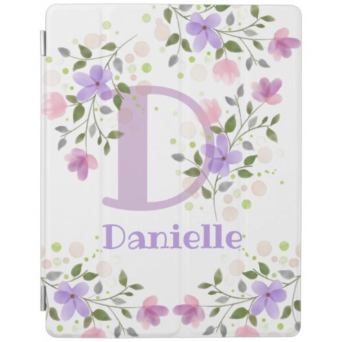 First Initial Plus Name Danielle with Flowers iPad Smart Cover