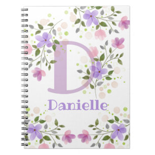 First Initial Plus Name Danielle with Flowers Notebook