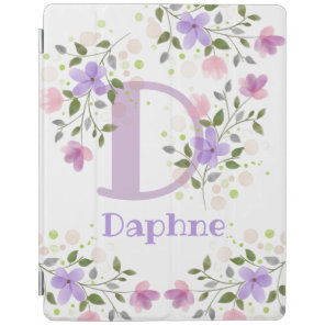 First Initial Plus Name Daphne with Flowers iPad Smart Cover