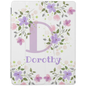 First Initial Plus Name Dorothy with Flowers iPad Smart Cover