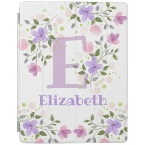 First Initial Plus Name Elizabeth with Flowers iPad Smart Cover