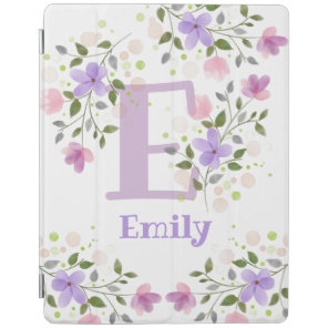First Initial Plus Name Emily with Flowers iPad Smart Cover
