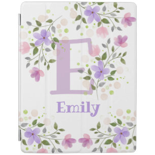First Initial Plus Name Emily with Flowers iPad Smart Cover