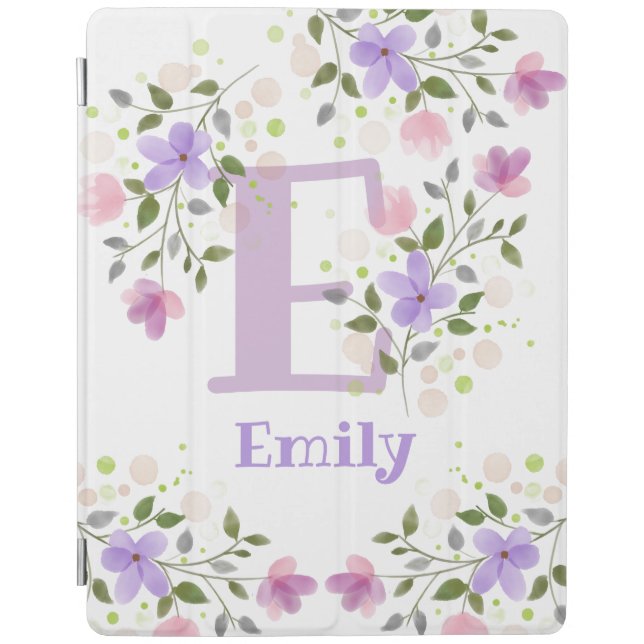 First Initial Plus Name Emily with Flowers iPad Smart Cover (Front)