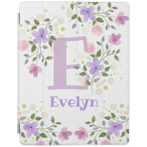 First Initial Plus Name Evelyn with Flowers iPad Smart Cover