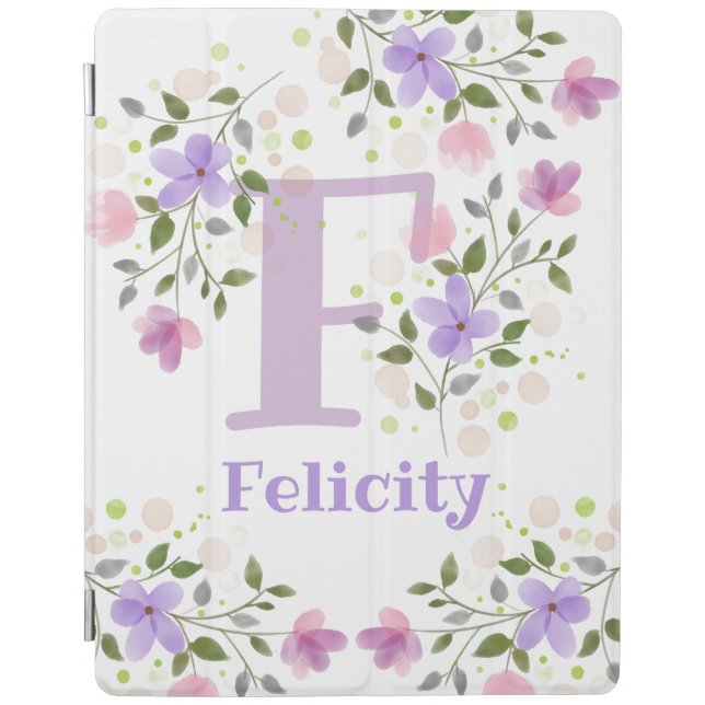 First Initial Plus Name Felicity with Flowers iPad Smart Cover (Front)