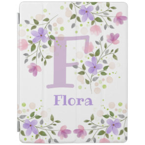 First Initial Plus Name Flora with Flowers iPad Smart Cover