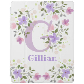First Initial Plus Name Gillian with Flowers iPad Smart Cover
