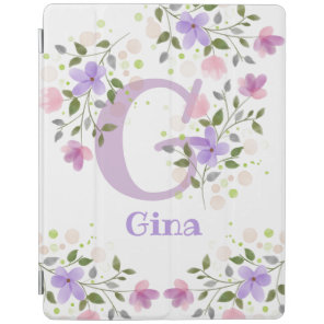 First Initial Plus Name Gina with Flowers iPad Smart Cover