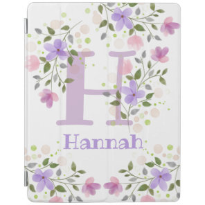 First Initial Plus Name Hannah with Flowers iPad Smart Cover